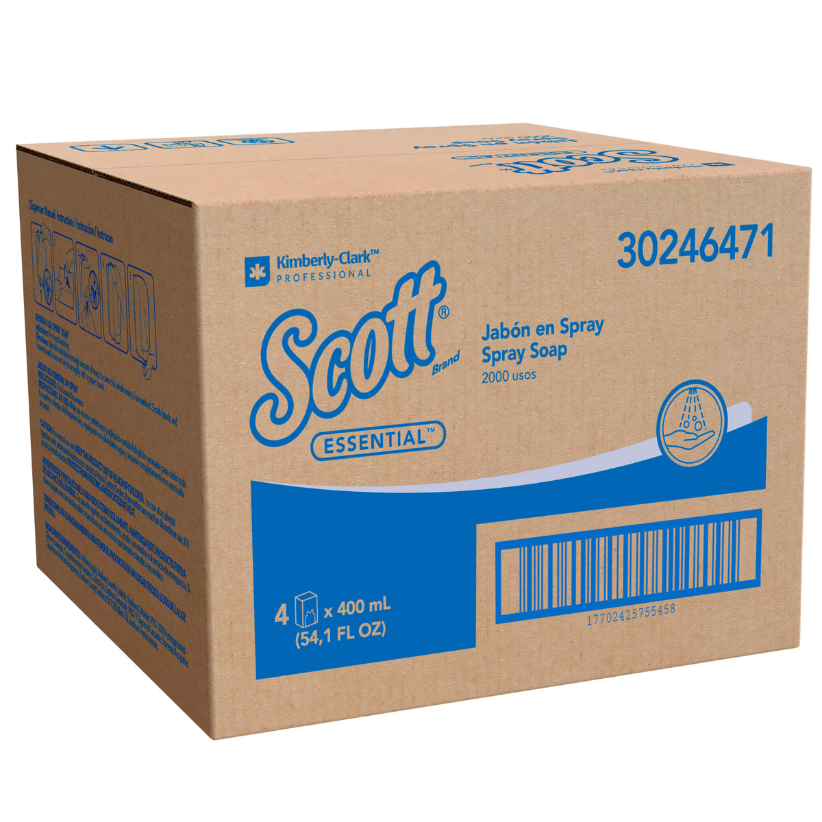 Jabón Liquido en Spray Scott Essential 400ml – Caja x4 Sachets