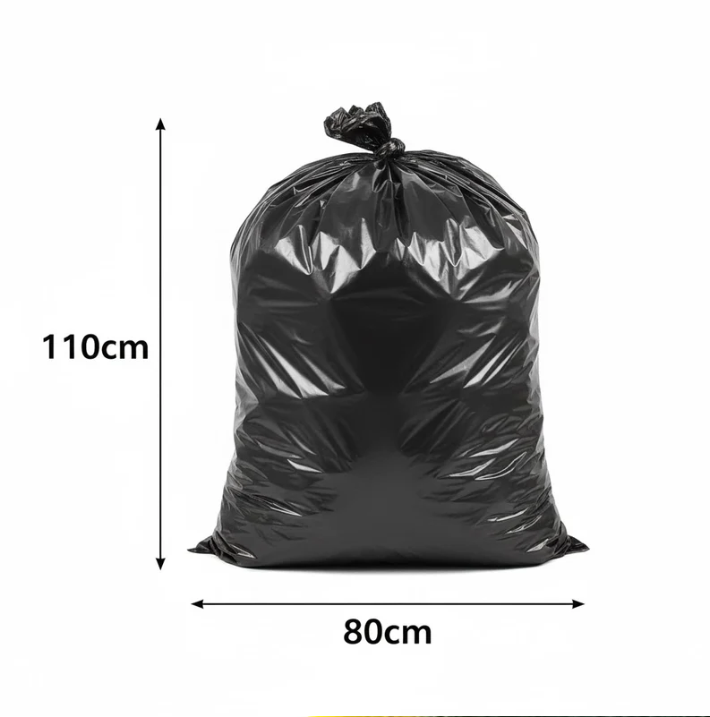Bolsa de Basura Grande Negra 80x110 cm – Rollo 10 Unidades