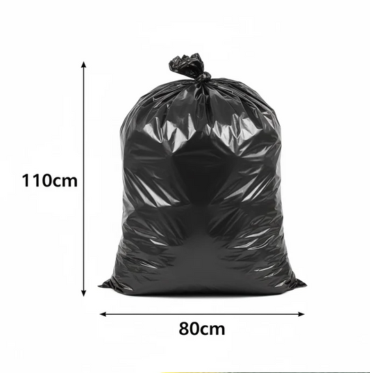 Bolsa de Basura Grande Negra 80x110 cm – Rollo 10 Unidades