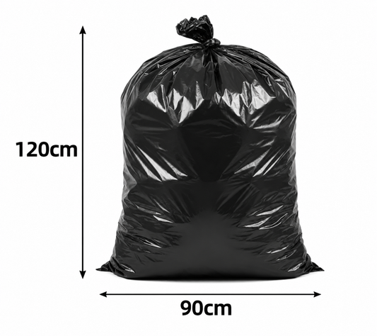 Bolsa de Basura Grande Negra 90x120 cm – Rollo 10 Unidades