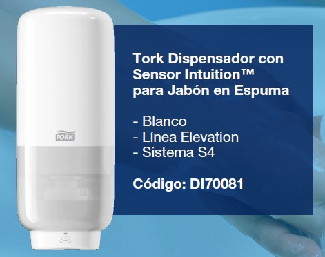 Dispensador de jabón en espuma con sensor automático tork DI70081