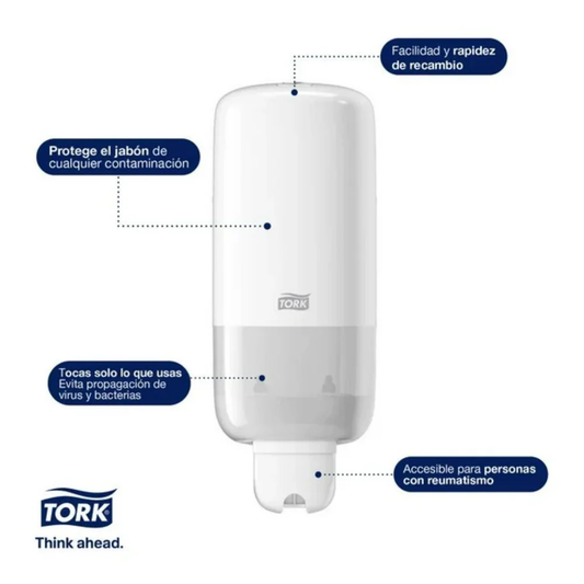 Dispensador de jabón y alcohol en Sachet 1 Litro tork DI70036