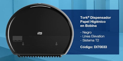 Dispensador de papel higiénico mini negro tork DI70033