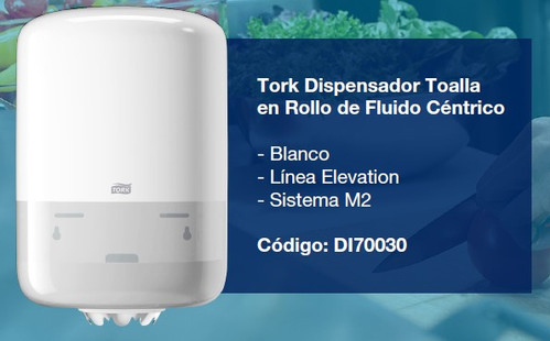 Dispensador toalla en rollo de fluido céntrico tork DI70030