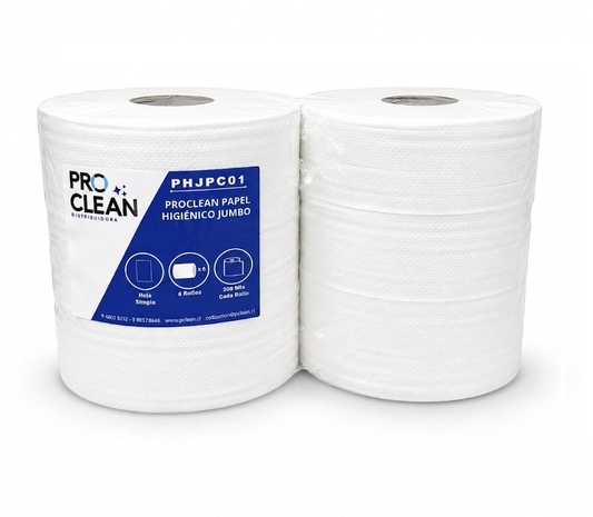 Papel Higiénico Jumbo Proclean PHJPC01 | Pack 6 Rollos x 500 Mts Hoja Simple
