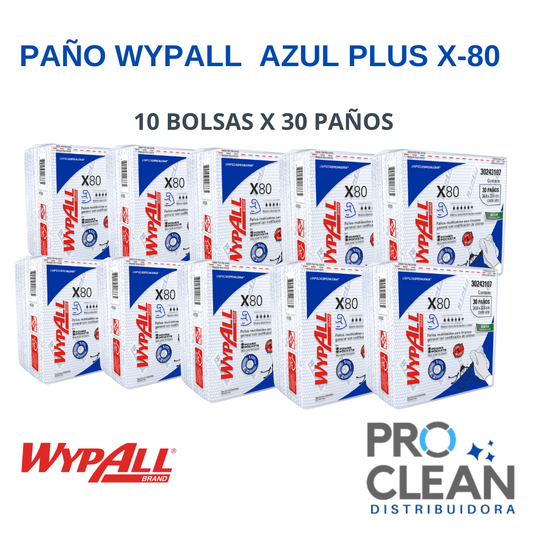 Paño Wypall X80 Azul plus 10 Bolsas X 30 Paños - 30243107