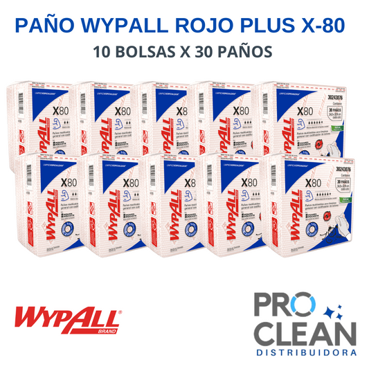 Paño Wypall X80 Rojo plus 10 Bolsas X 30 Paños - 30243076
