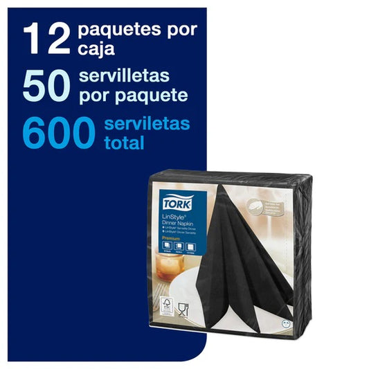Servilleta premium negra 12 Packs X 50 Tork SE70034