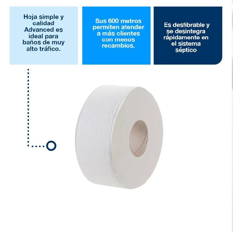 Papel higiénico jumbo Hoja Simple 6X600 MT Tork HI55006