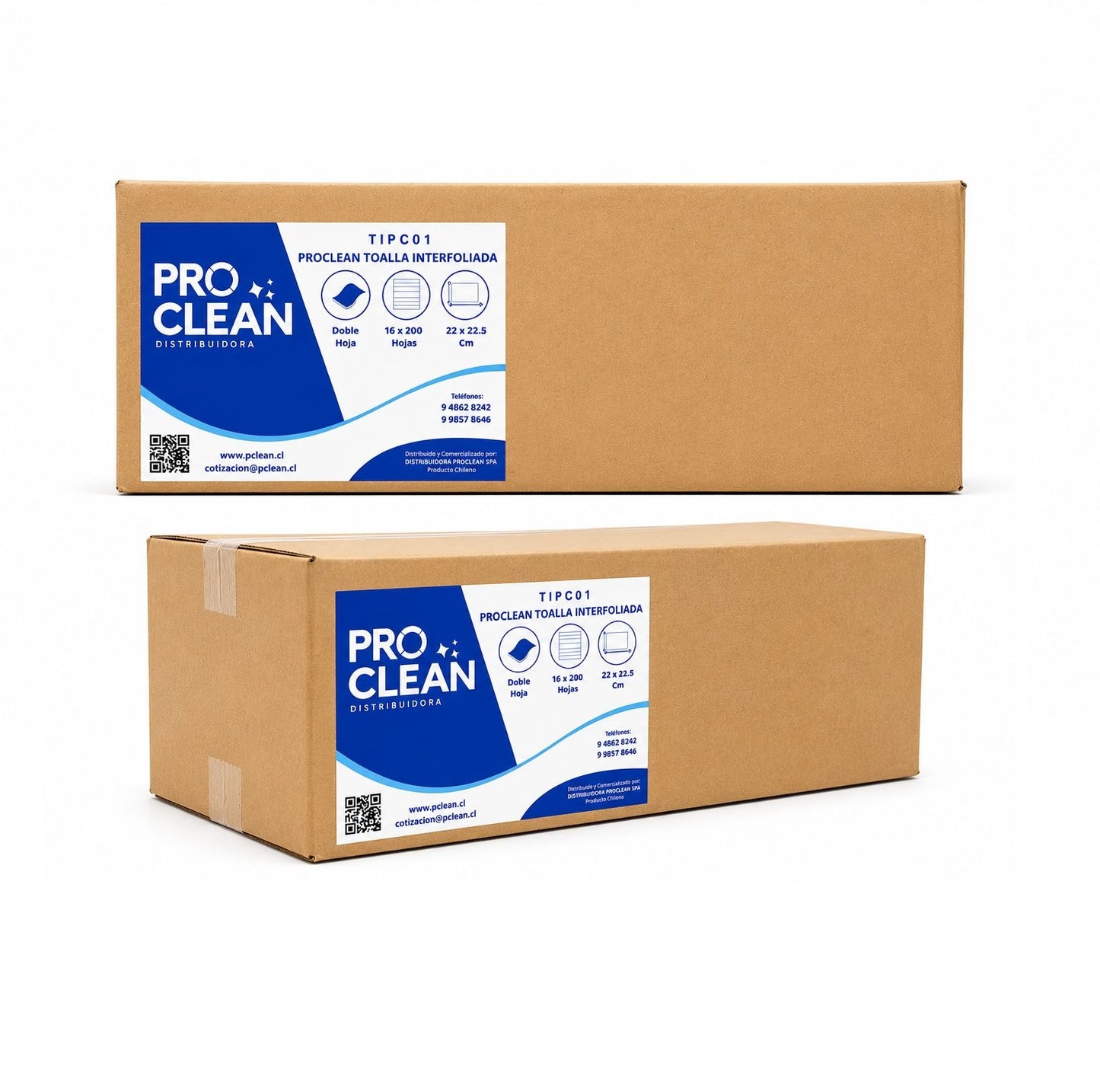 Toalla interfoliada Caja 16 X 200 UND Proclean TIPC01