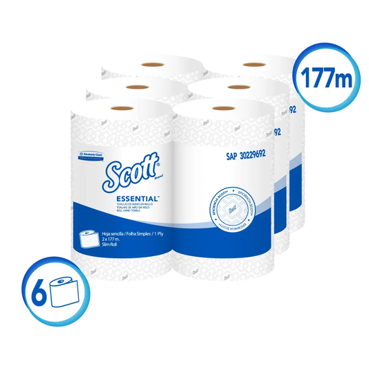 Toalla de papel 3 packs de 2 rollos X 177m Essential Airflex Scott 30229692