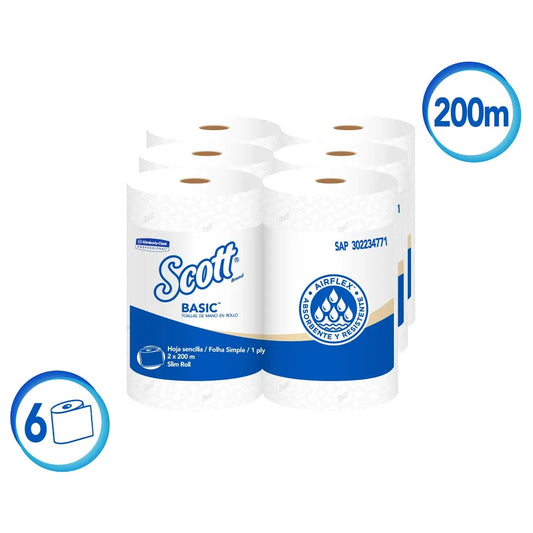 Toalla de papel 6 rollos de 200m Basic Airflex Scott 30224771