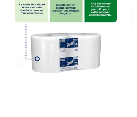 Toalla de papel rollo jumbo hoja simple 2X310 MT Tork TO55038