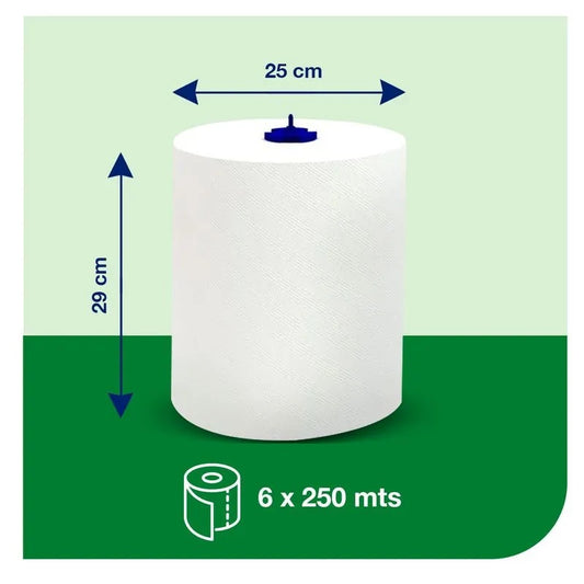 Toalla de papel rollo hoja simple 6 Rollos X 250 MT Tork TO70026