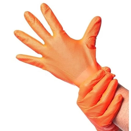 Guante Nitrilo Diamantado Naranjo Talla XL