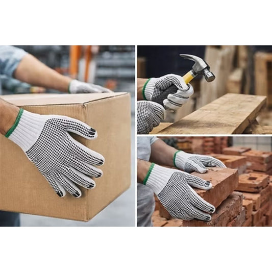 Pack x 12 Pares Guantes Trabajo Pigmentado Puntos De Goma