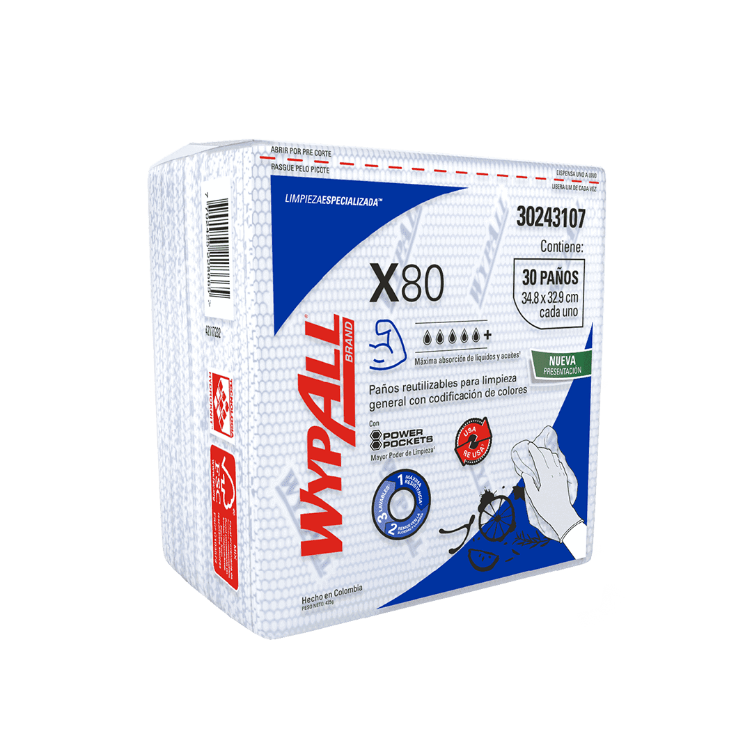 Paño Wypall X80 Azul plus 1 Bolsa X 30 Paños - 30243107-UND