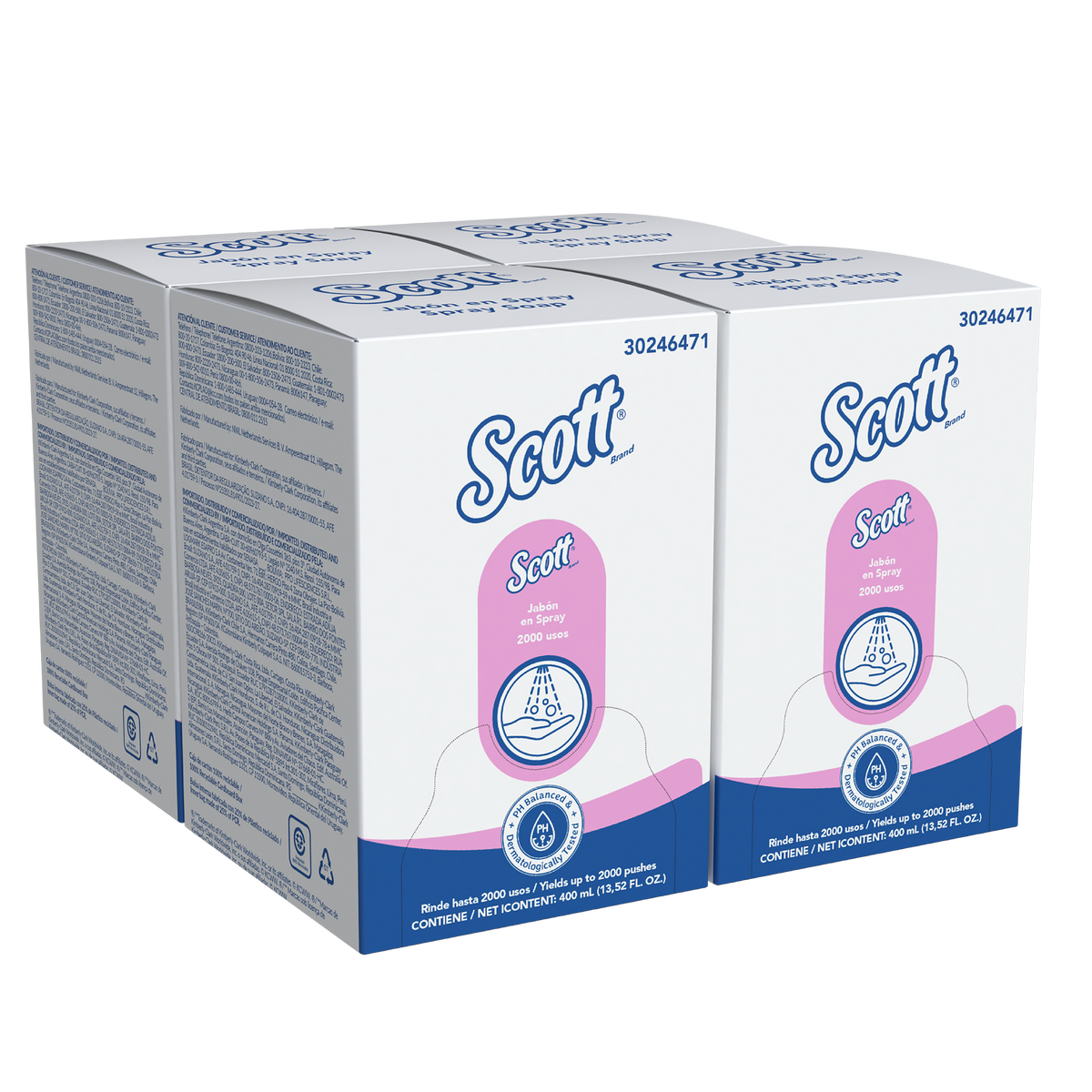 Jabón Liquido en Spray Scott Essential 400ml – Caja x4 Sachets