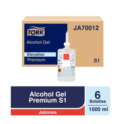 Alcohol gel Tork para manos Caja 6 Sachet X 1 Litro JA70012