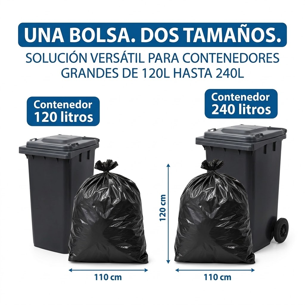 Bolsa de Basura Negra 110x120 Industrial – Paquete 10 Unidades