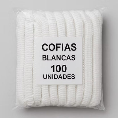 Cofias Tipo Clip Desechables Blancas 100 Unid