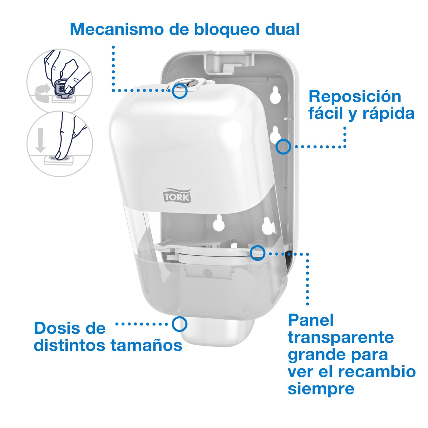 Dispensador Mini de Jabón y Desinfectante Tork Elevation Sistema S5 DI70091