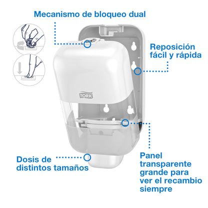 Dispensador Mini de Jabón y Desinfectante Tork Elevation Sistema S5 DI70091