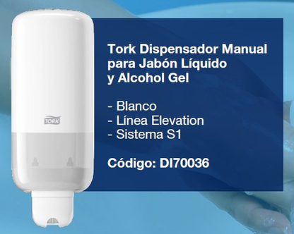 Dispensador de jabón y alcohol en Sachet 1 Litro tork DI70036