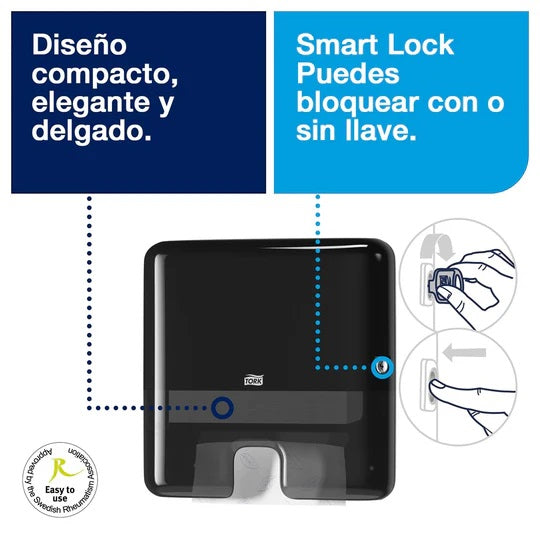 Dispensador toalla interfoliada mini negro tork DI70029
