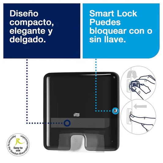Dispensador toalla interfoliada mini negro tork DI70029