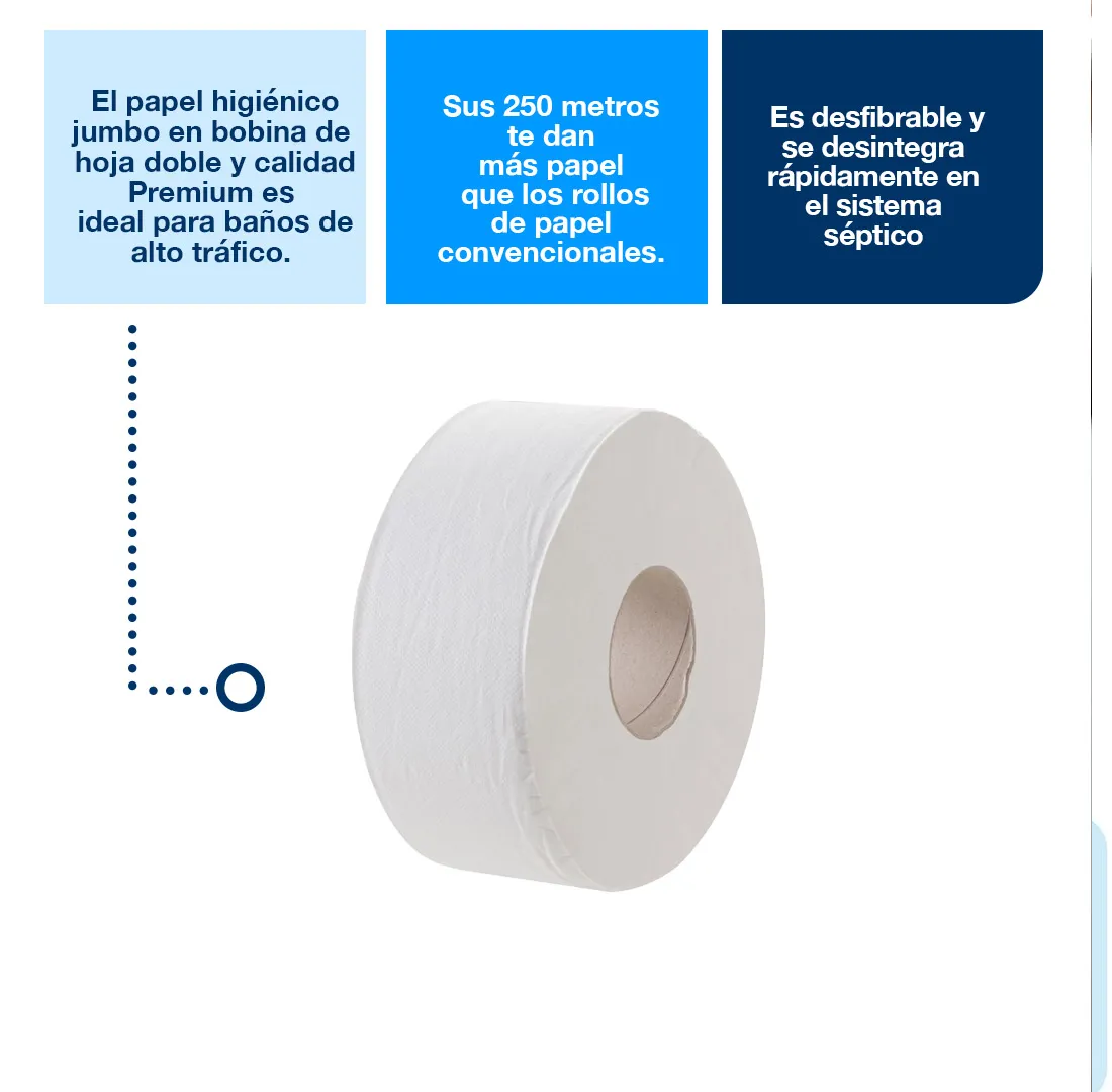 Papel higiénico premium jumbo doble hoja 6X250 MT Tork HI55024