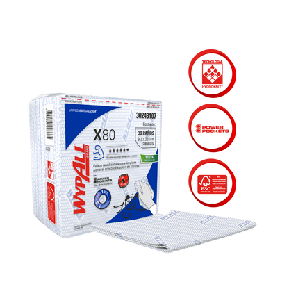 Paño Wypall X80 Azul Plus | 1 Bolsa x 30 Paños