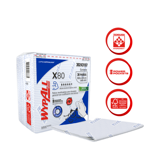 Paño Wypall X80 Azul Plus | 1 Bolsa x 30 Paños