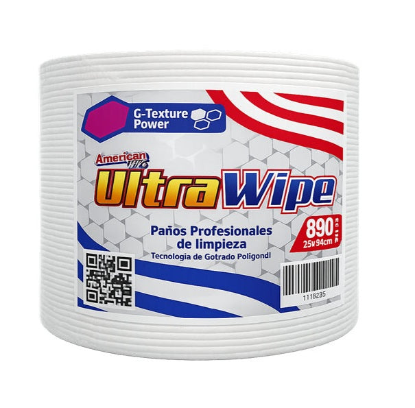 Paño ultra wipe gofrado poligonal Rollo Jumbo x 890 paños 25 x 34 cm
