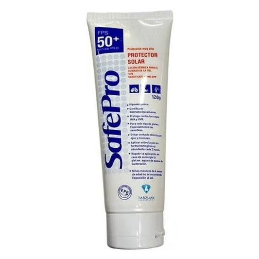 Protector solar Safepro FPS 50+ 120 gr Caja 24 unidades