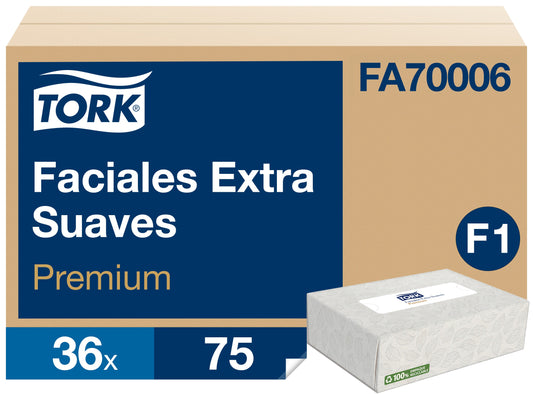 Paños Faciales TORK Premium Doble Hoja — Caja 36 x 75 un