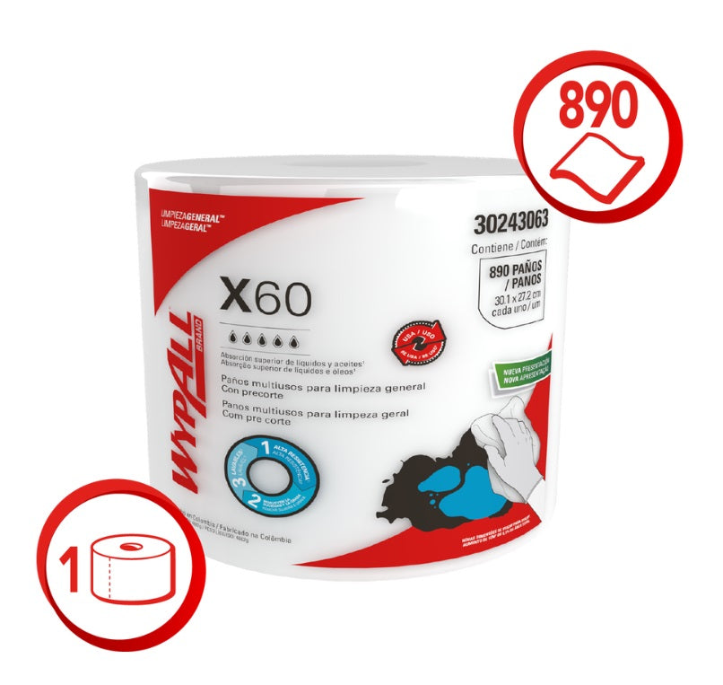 Paño Wypall X60 jumbo roll 1 ROLLO X 890 Paños 30243063
