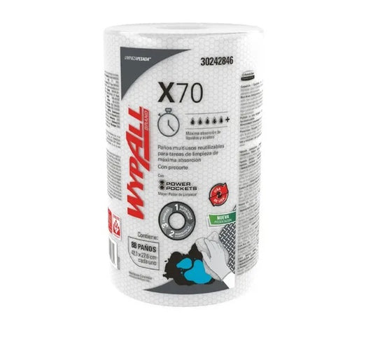 Paño Wypall X70 Rollo de 88 Paños regular roll 30242846-UND