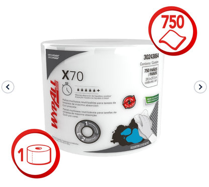 Paño Wypall X70 1 ROLLO X 750 Paños jumbo roll 30243064