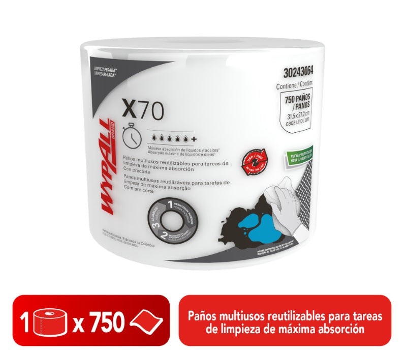 Paño Wypall X70 1 ROLLO X 750 Paños jumbo roll 30243064
