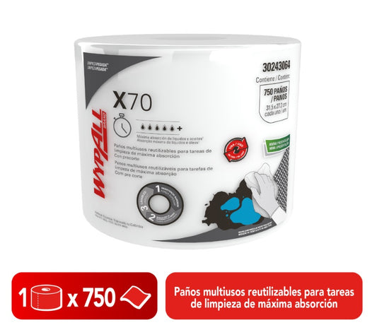 Paño Wypall X70 1 ROLLO X 750 Paños jumbo roll 30243064