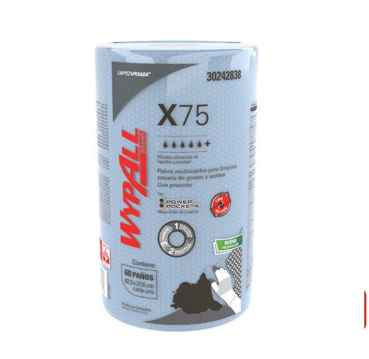 Paño Wypall X75 azul 1 Rollo X 60 Paños 30242838-UND