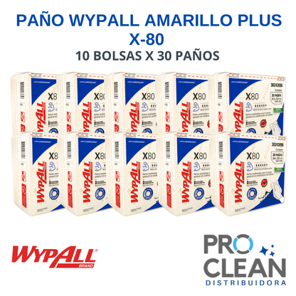 Paño Wypall X80 Amarillo plus 10 Bolsas X 30 Paños - 30243096