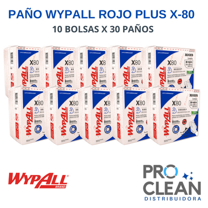 Paño Wypall X80 Rojo plus 10 Bolsas X 30 Paños - 30243076