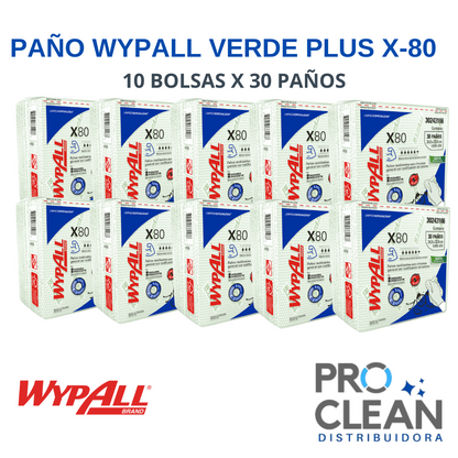 Paño Wypall X80 Verde plus 10 Bolsas X 30 Paños - 30243106