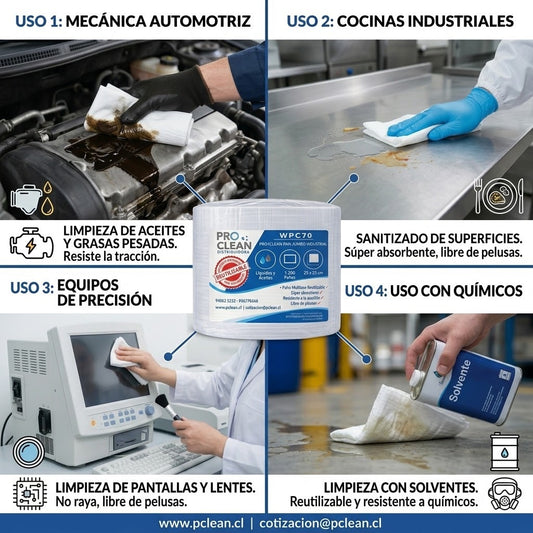 Paño Industrial Proclean WPC70 – Rollo x 1.200 Paños 25x25 cm