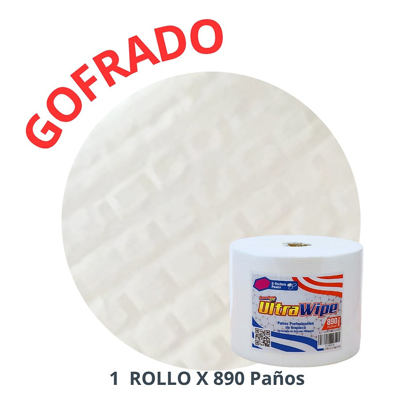 Paño ultra wipe gofrado poligonal Rollo Jumbo x 890 paños 25 x 34 cm
