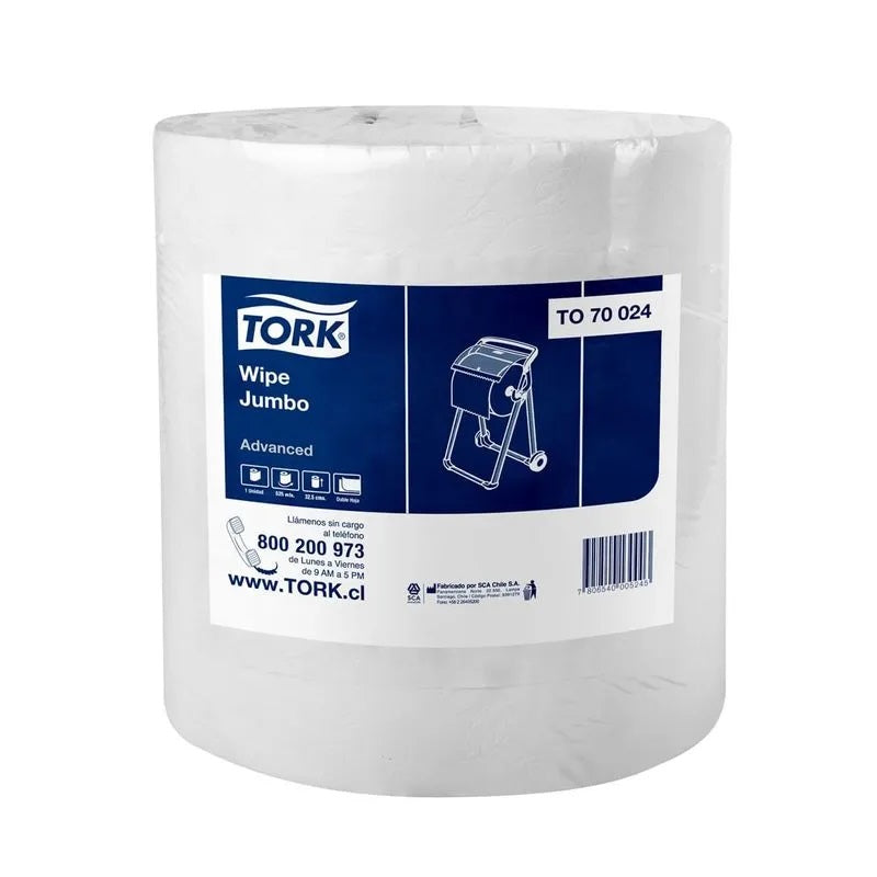 Paño / Toalla wipe jumbo doble hoja 1 Rollo X525 MT Tork TO70024