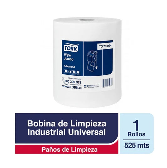 Paño / Toalla wipe jumbo doble hoja 1 Rollo X525 MT Tork TO70024