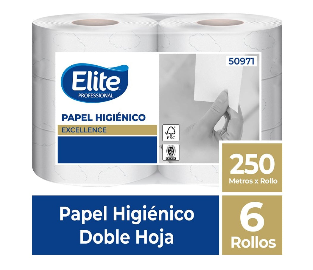 Papel Higiénico Jumbo DOBLE HOJA Excellence Elite Pack 6 Rollos x 250 m